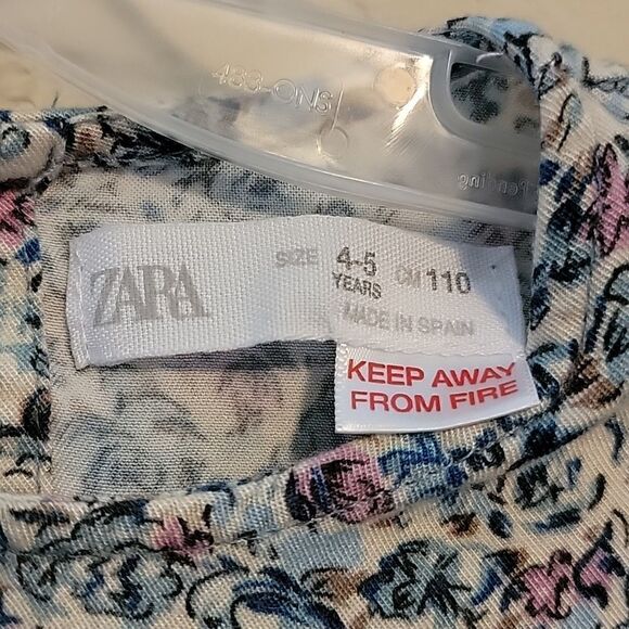 ZARA LIGHT BLUE DAINTY FLORAL LONG-SLEEVE PEASANT DRESS, SIZE 4-5 YEARS - Picture 4 of 9